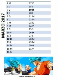 calendario anime manga 2016