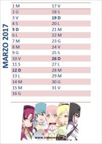calendario anime manga 2016