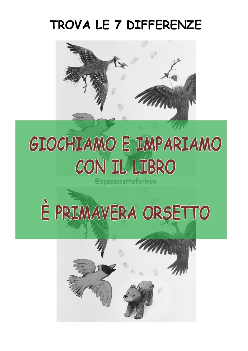 trova le differenze tra due immagini tratte dal libro è primavera orsetto