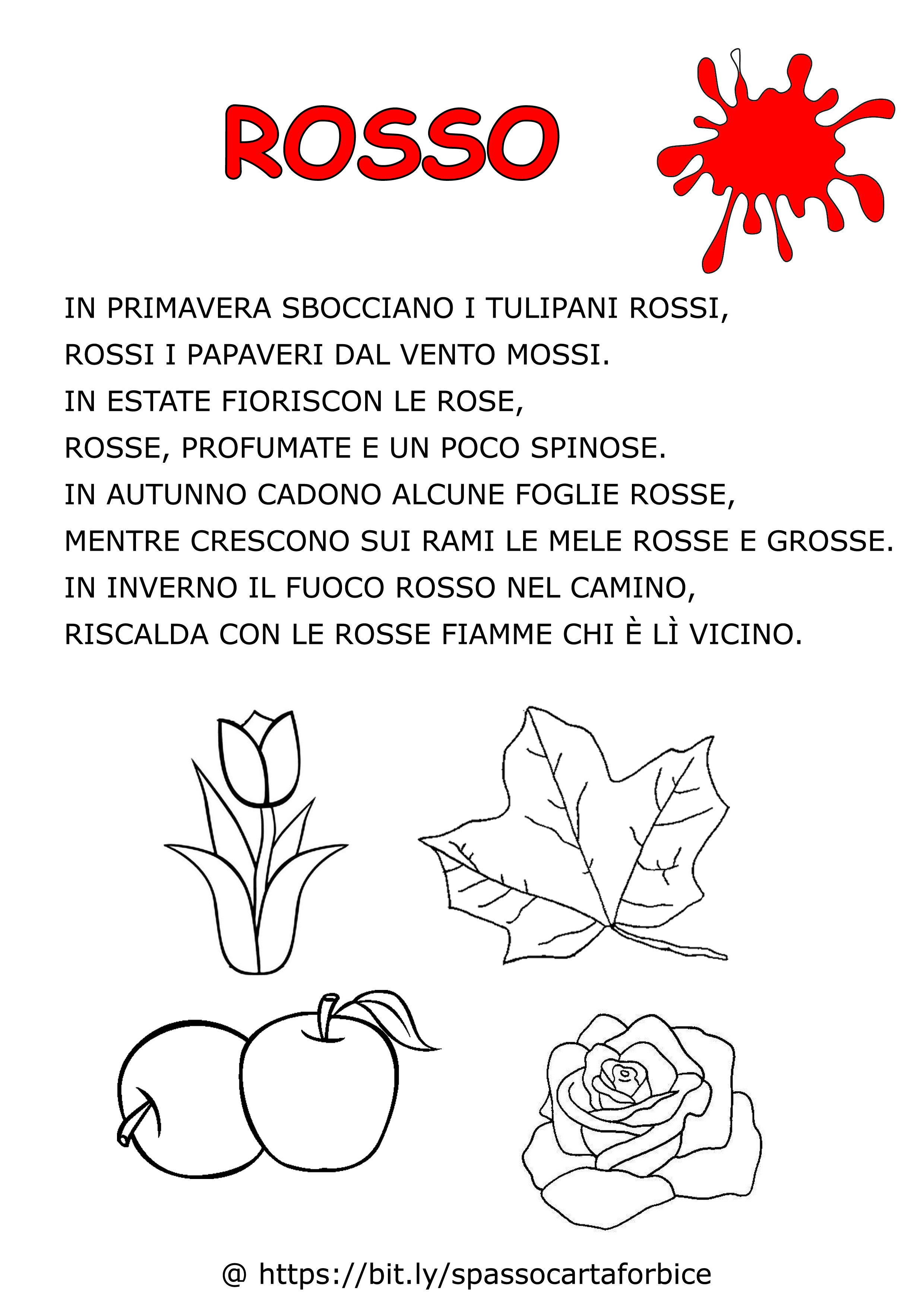 filastrocca del colore rosso scheda didattica