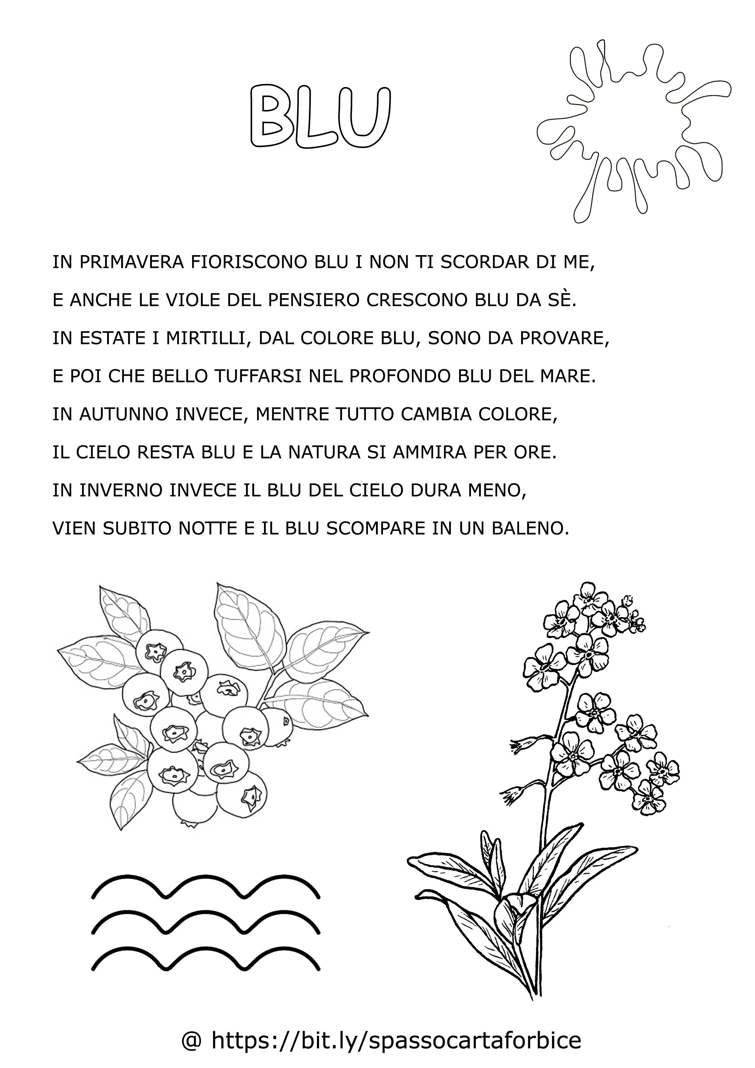 filastrocca colore blu scheda didattica