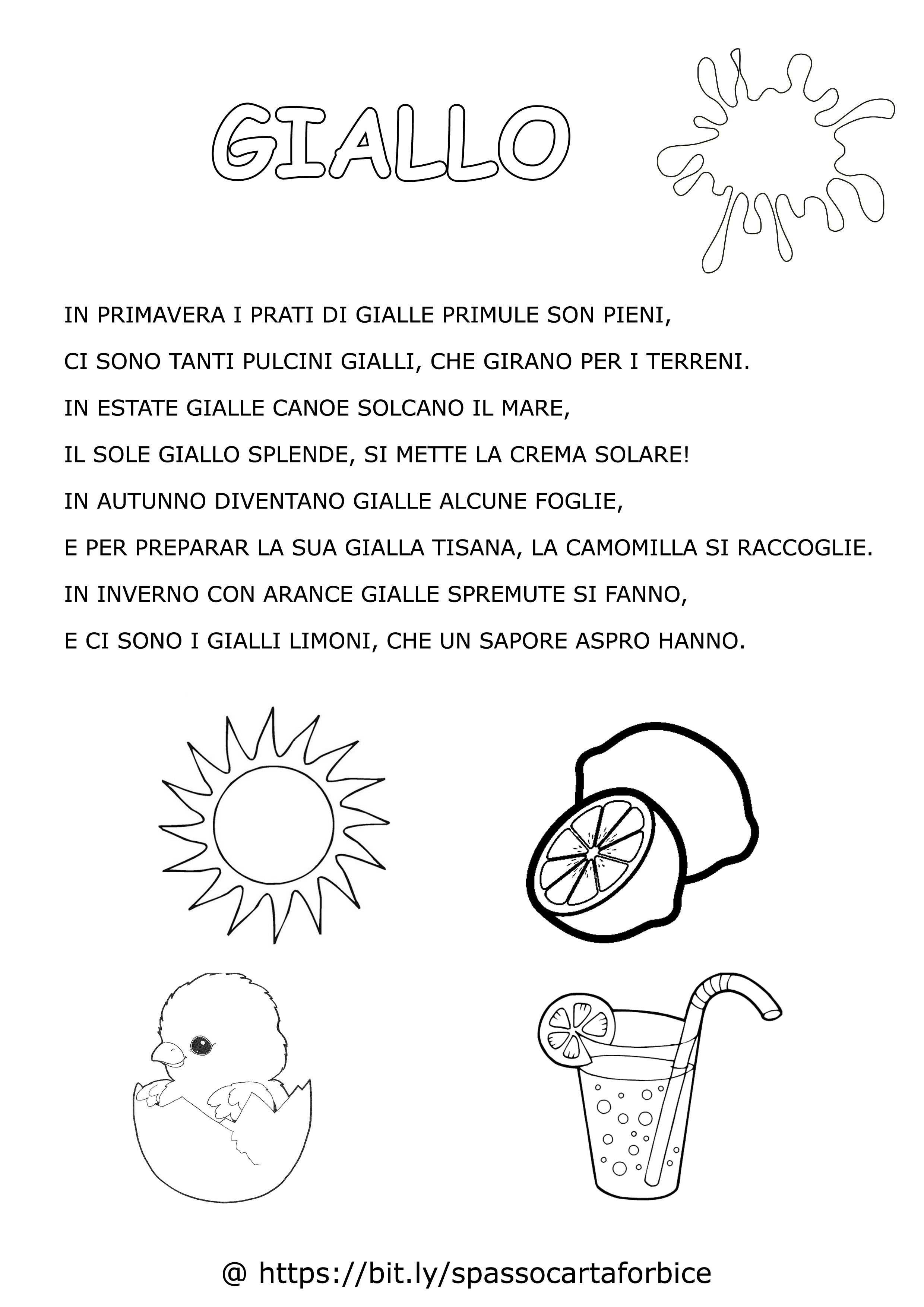 filastrocca colore giallo scheda didattica