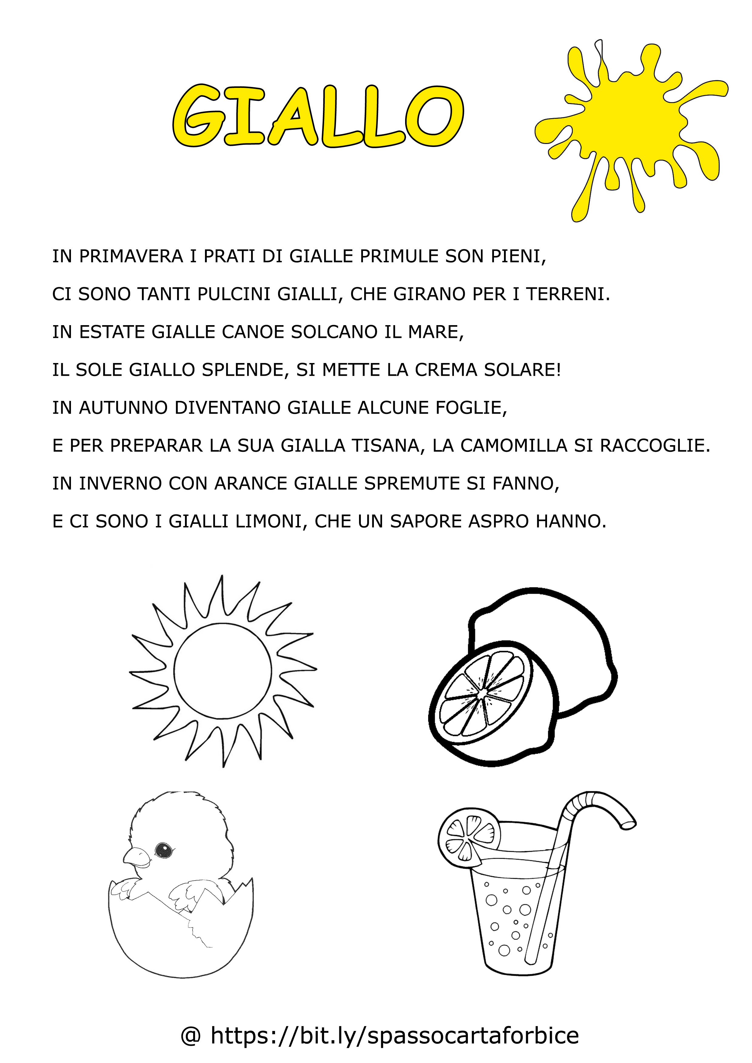 filastrocca colore giallo scheda didattica
