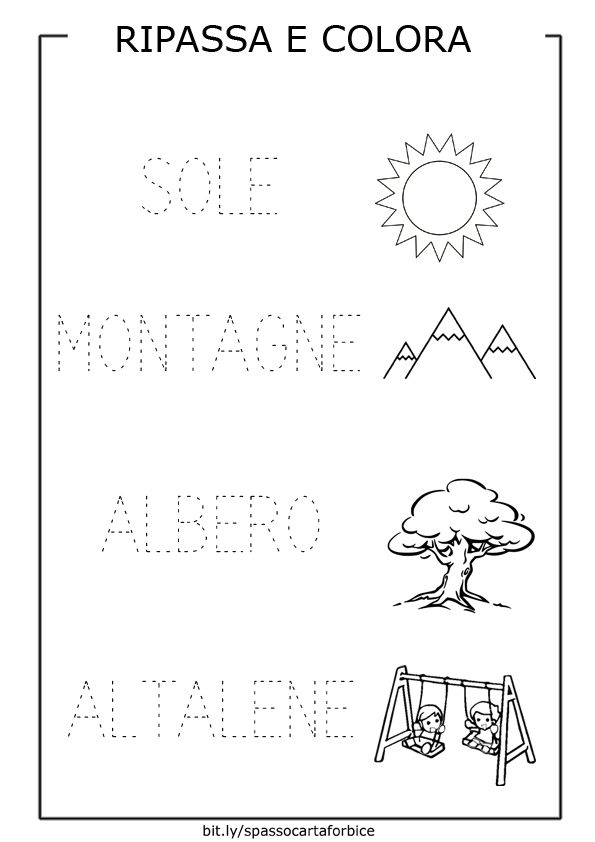parole tratteggiate stampatello maiuscolo estate montagna