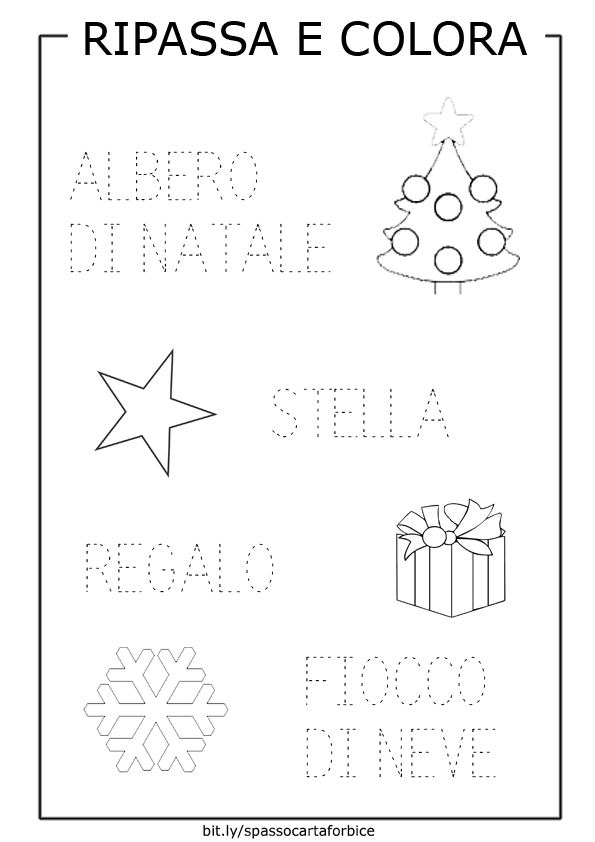 parole tratteggiate stampatello maiuscolo natale