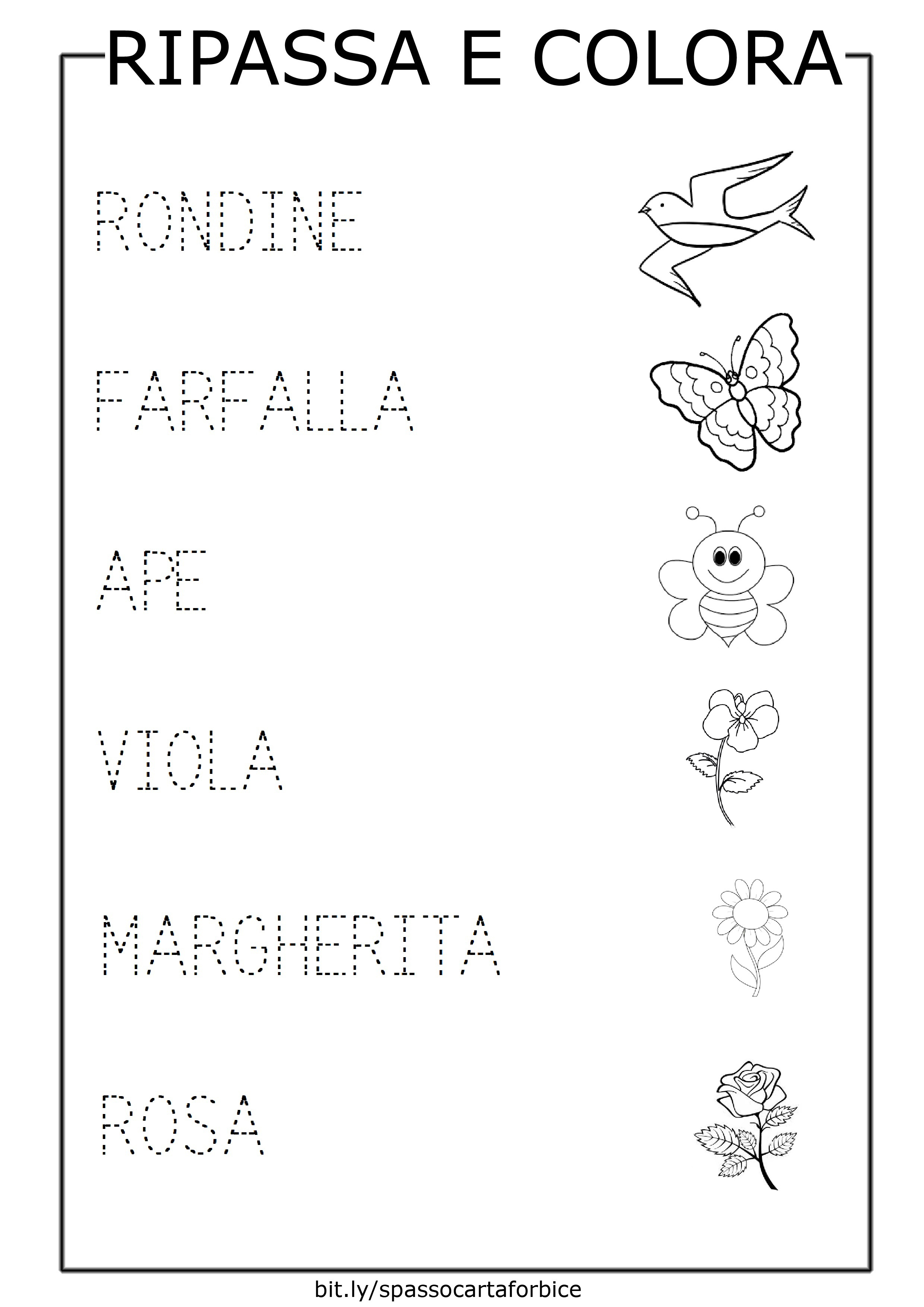 parole tratteggiate stampatello maiuscolo primavera