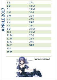 calendario anime manga 2017