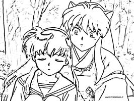 immagini da colorare di inuyasha kagome