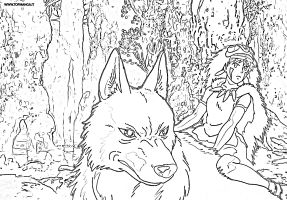 immagine da colorare mononoke