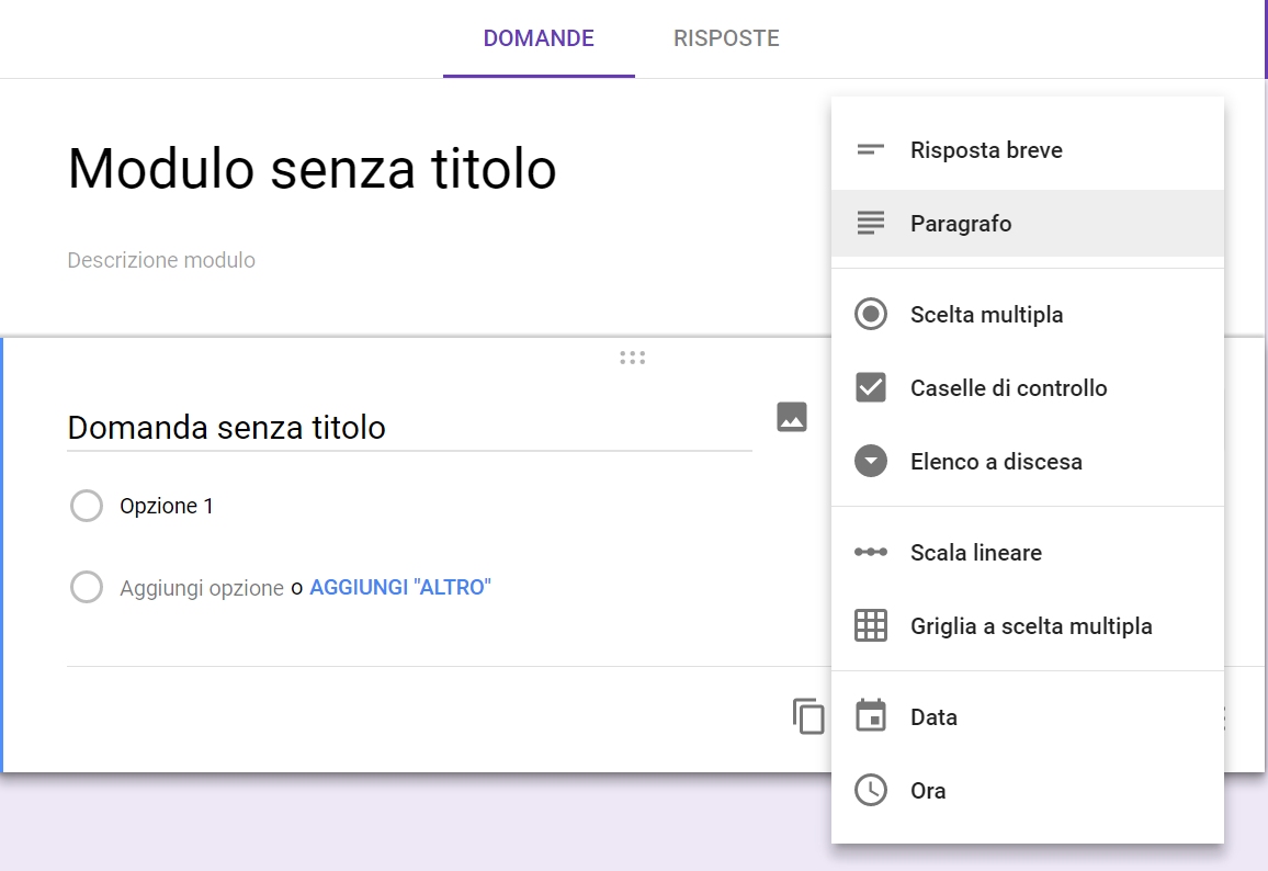 modulo contatti google